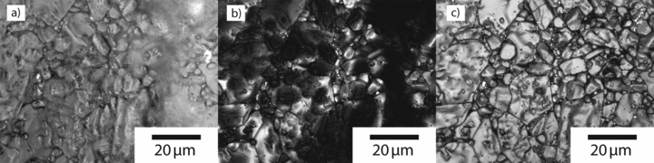 Figure 3:. (a) Conventional brightfield optical micrograph of a sintered Al2O3...