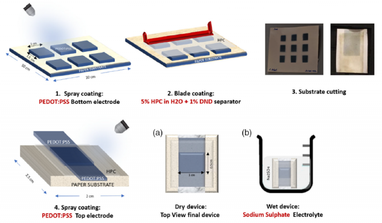 Fig. 1: Process steps of fabrication; a) final layout (dry device); and b)...