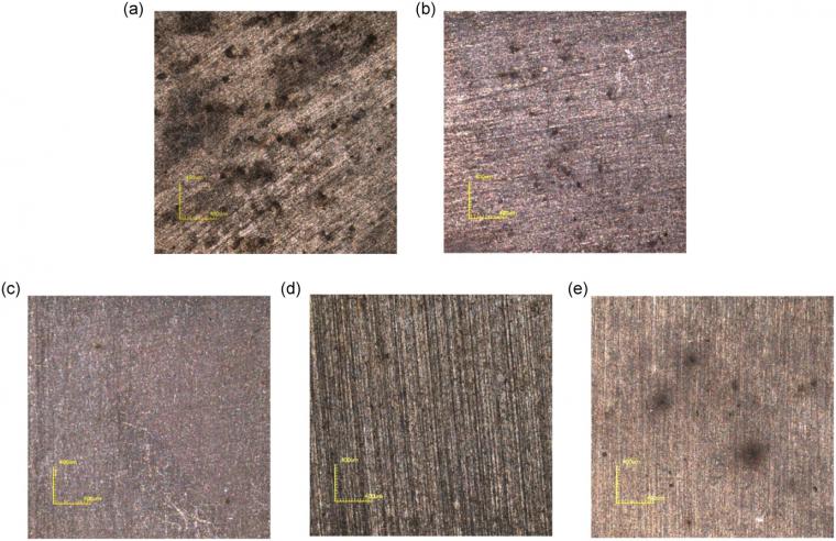 Figure 4: Corrosion morphologies of X65 steel after removing corrosion products...